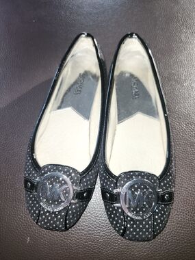 Michael Kors Black Polka Dot MK Logo Ballet Flats